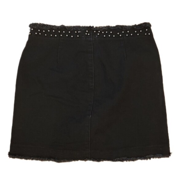 NEW Pistola beaded frayed denim mini skirt black 26 2 NWT - Picture 6 of 12